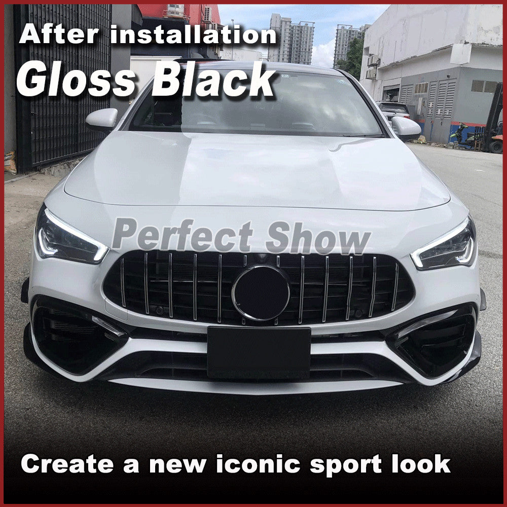 for Benz W118 C118 CLA45 20-23 Gloss Black Front Bumper Fog Air Vent Covers