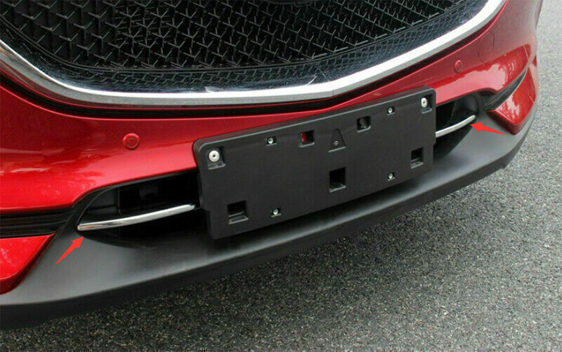 for Mazda CX-5 17-21 Chrome Steel Front Bumper Lower Grille Cover Strip Trim 2X