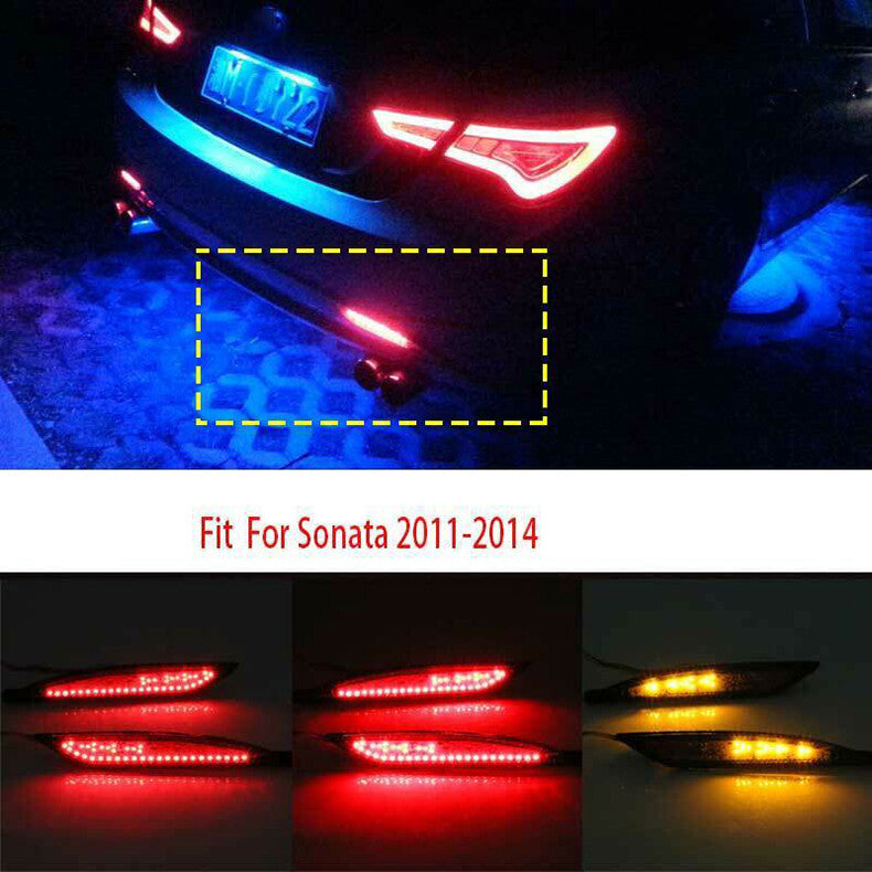 for Hyundai Sonata 2011-2014 LED Rear Bumper Lamp Reflector Brake Light Tail 2X