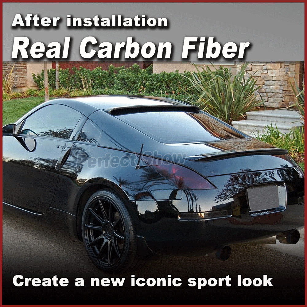 REAL CARBON Fit for Nissan 350Z Z33 Coupe 2003-06 Rear Roof Window Spoiler Wings
