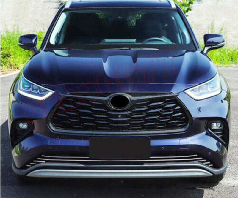 Front Grille Cover Trim for Toyota Highlander 2020-2023 Pure Black Garnish Frame