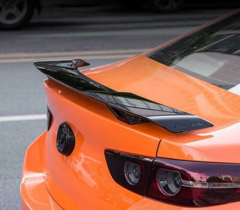 Gloss Black Rear Tail Trunk Spoiler Wing Lip Trim for Mazda 3 Sedan 2019-2024