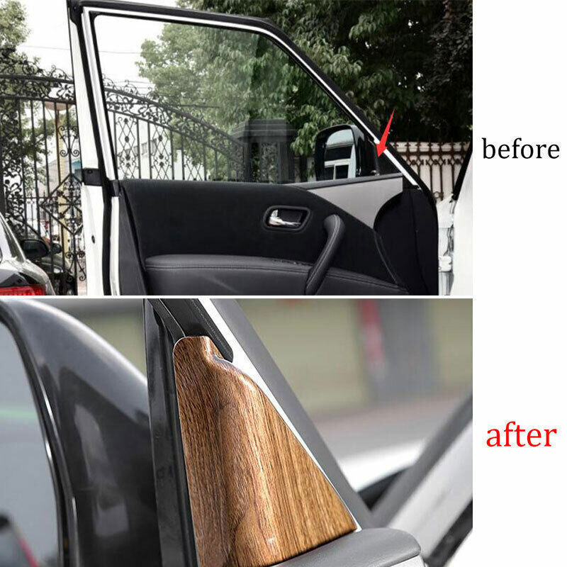 Inner A Post Front Triangle Cover Trim for Nissan Armada Y62 2017-20 Wood Grain