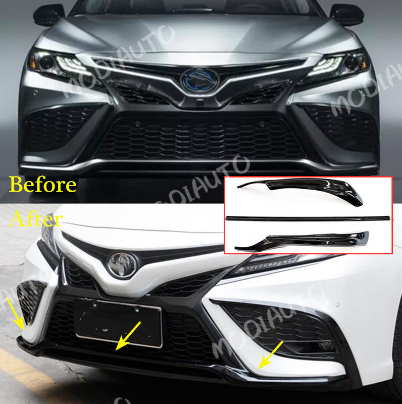 for Toyota for Camry SE/XSE 2021-2023 Black Front Bumper Bottom Bezel Cover Decor 3x