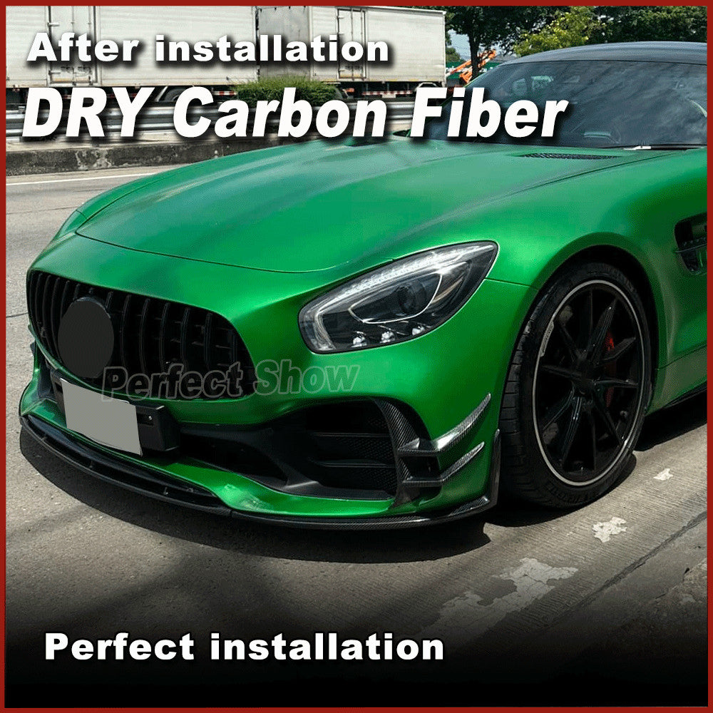 for Mercedes-Benz AMG GT R 2016-2019 Dry Carbon Front Bumper Splitters Fins Lips