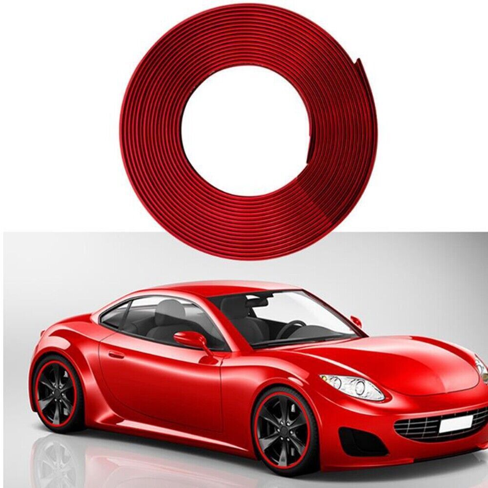26FT Red Vehicle Car Wheel Hub Rim Trim Guard Protector Rubber Strip Universal