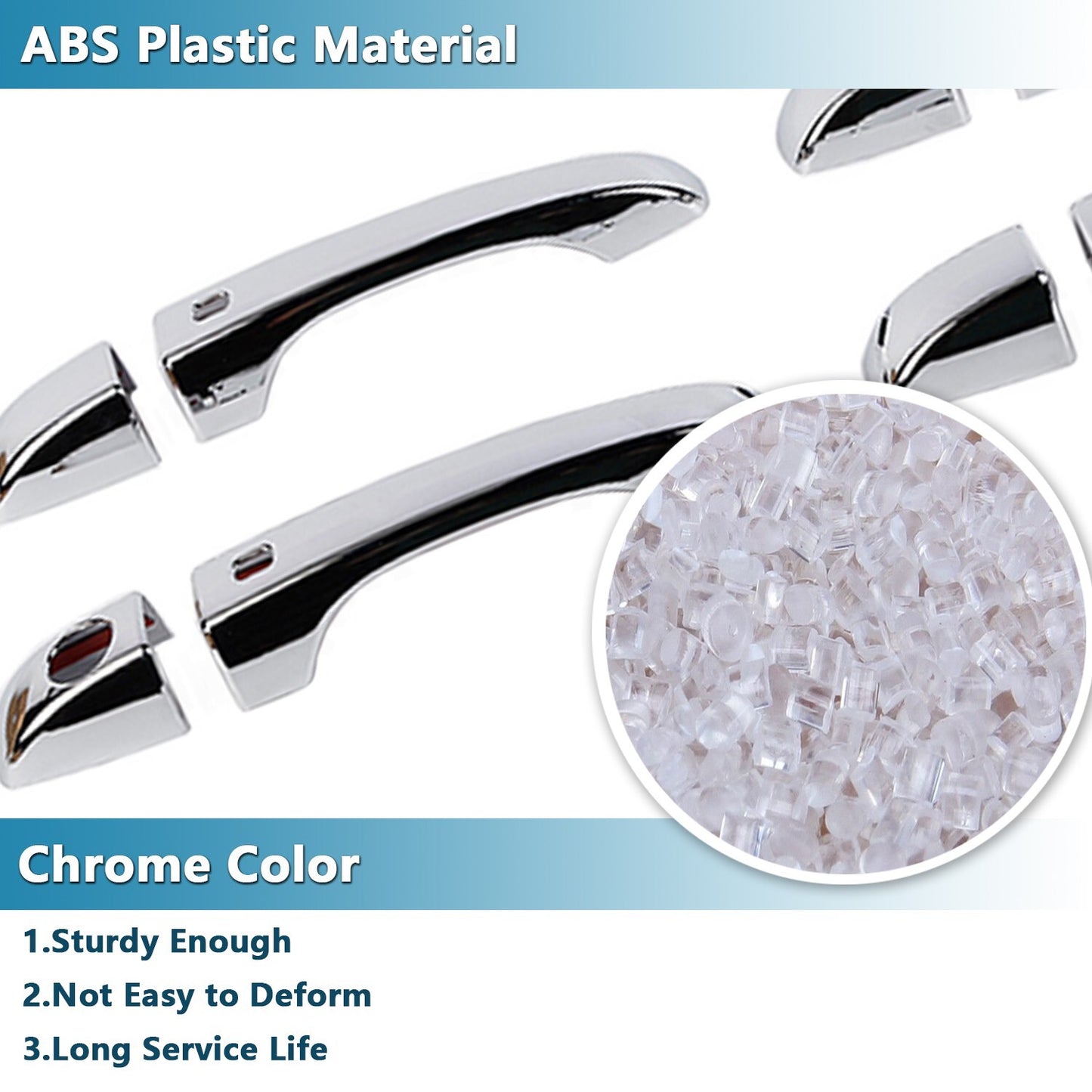 8PCS Chrome Door Grab Handle Shell Cover Trim for Chrysler 300/300C 2011-2023