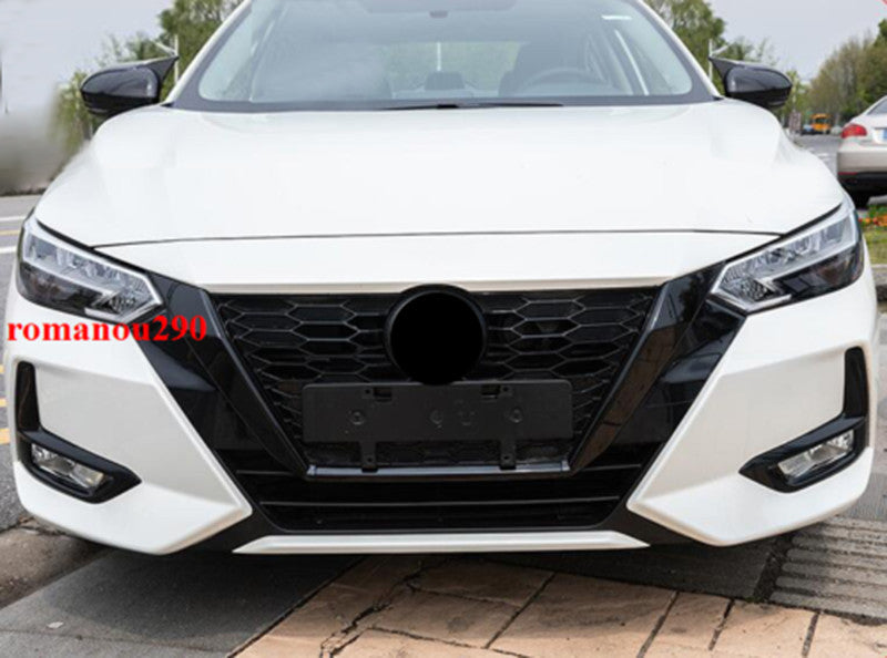 for Nissan Sentra 2020-2022 Glossy Black Front Bumper Grills Moulding Cover Trim