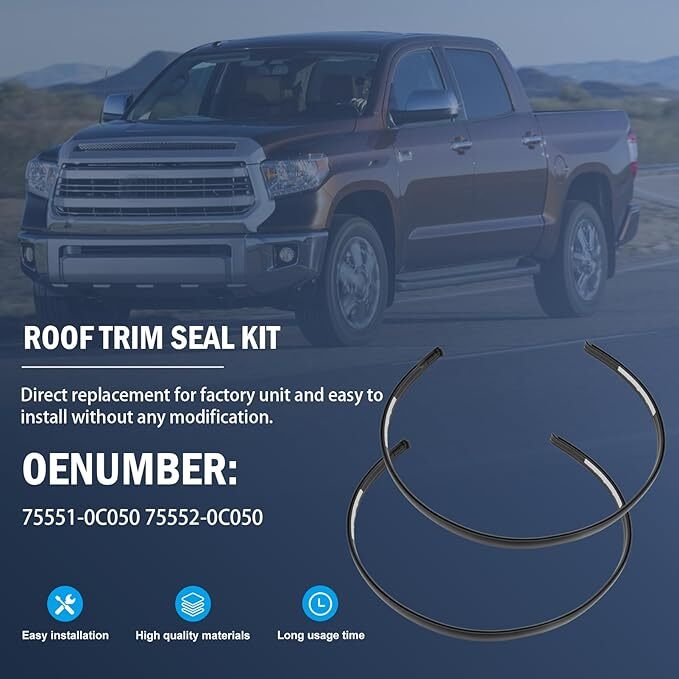 For 2007-2020 for TOYOTA Tundra DOUBLE CAB Roof-Drip Right Molding & Left Side 2PCS