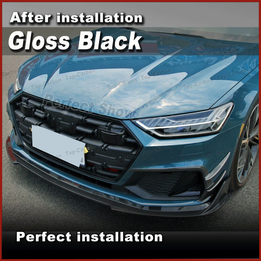 Fit for Audi A7-SLINE/S7 2019-2020 Gloss Black Front Bumper Lip Chin Spoiler