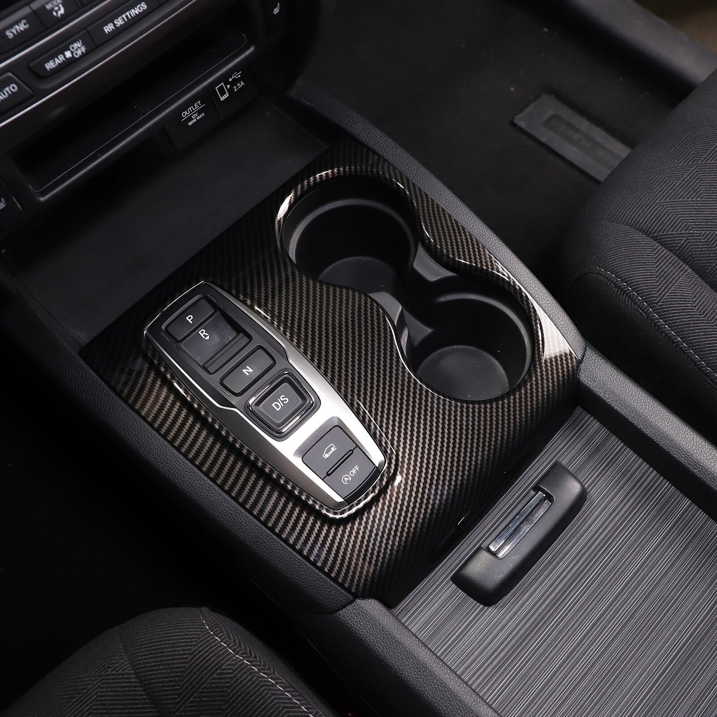 Carbon ABS Center Armrest Box Protector Cover Trim for Honda for Civic 11th 2022 Upper- v