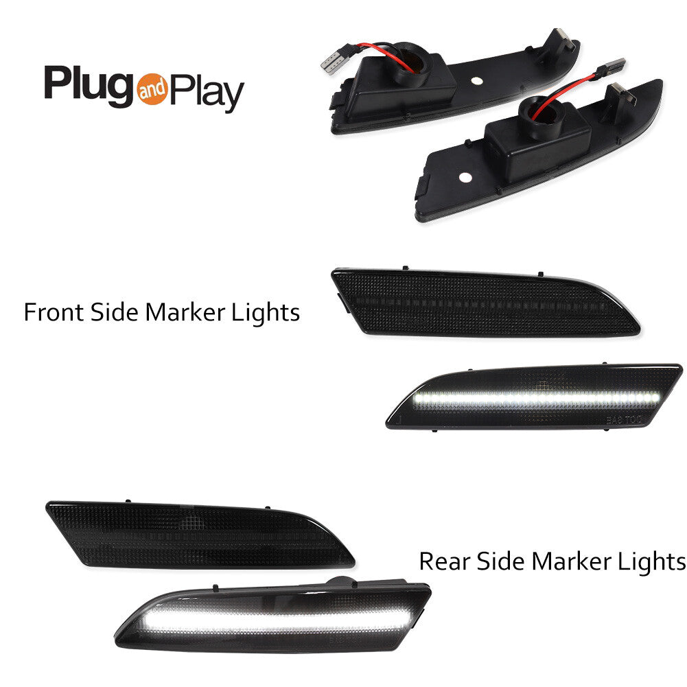 4 Pack for 04-08 for for CHRysler Crossfire Smoked Lens Fender Side Marker Lights White LED - v