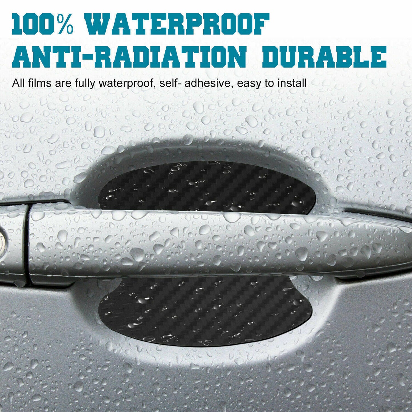 4x Carbon Fiber Car Door Handle Anti-Scratch Protector Film Stickers Accessories