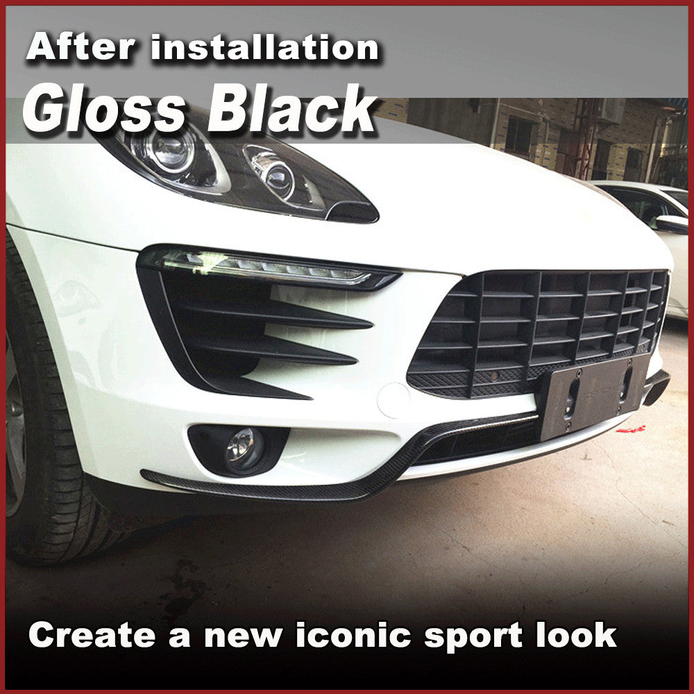 Fit for Porsche Macan 2014-2017 Gloss Black Front Bumper Fins Fender Vent Wing