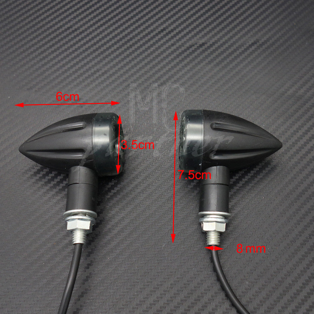 Black Motorcycle Plastic LED Amber Lamp Rear Turn Signal Brake lights Indicators Q