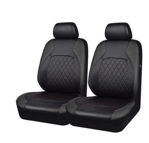 9-piece leather 5- for seat car for seat cover set with front and rear full interior cushions (Blac-)