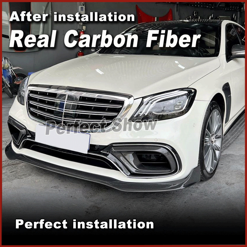 for Benz W222 S63 S65 2018-22 Real Carbon Fiber Front Bumper Air Vent Cover
