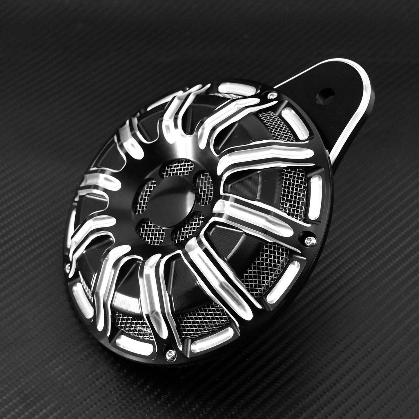 Motorcycle 110dB CNC Horn Speaker Cover Black Fit for Harley Big Twin 1991-up