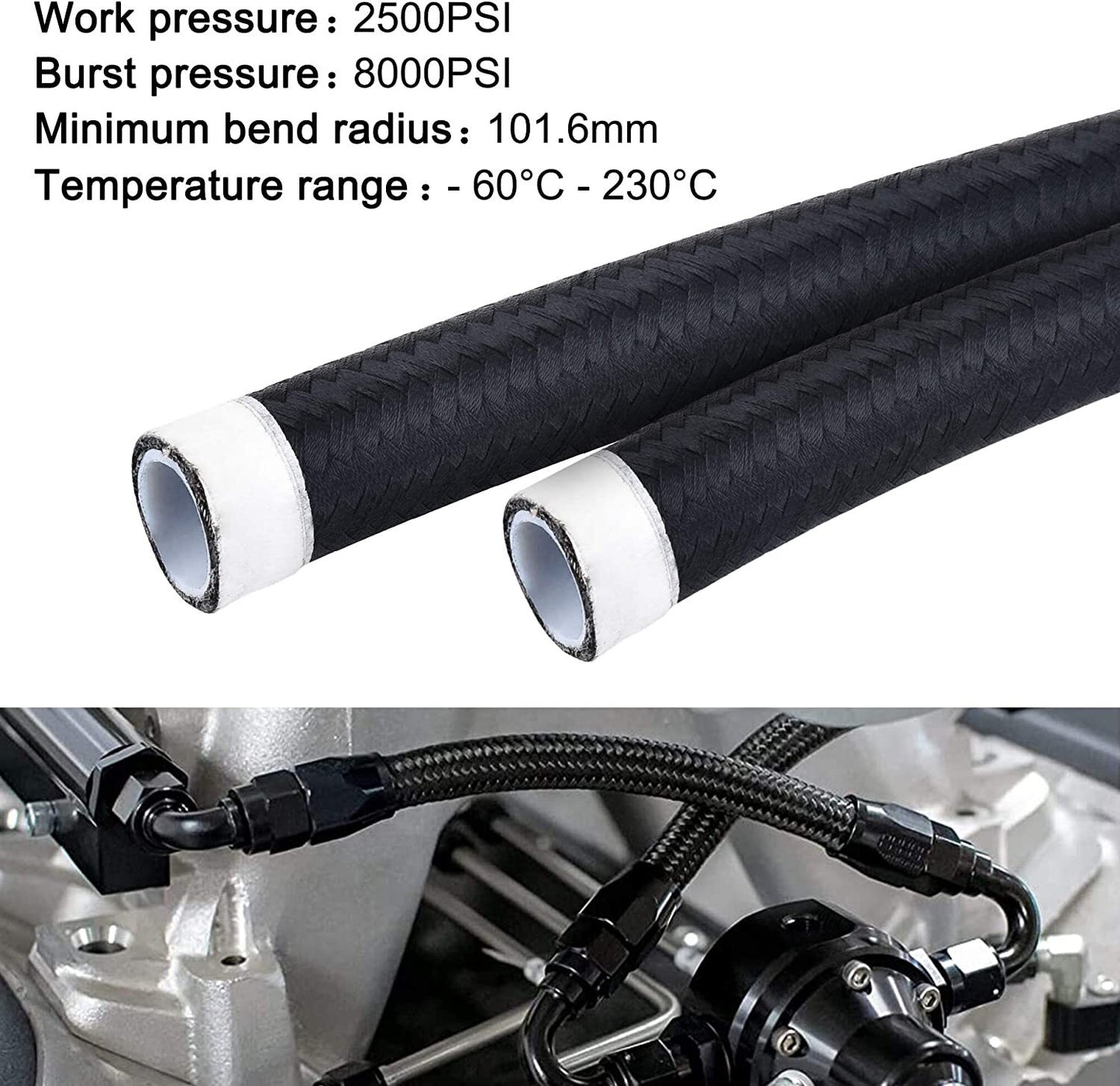 8AN Fuel Line Kit 16ft AN8 Accessories Nylon Braided 1/2 inch PTFE Fuel Hose for E85