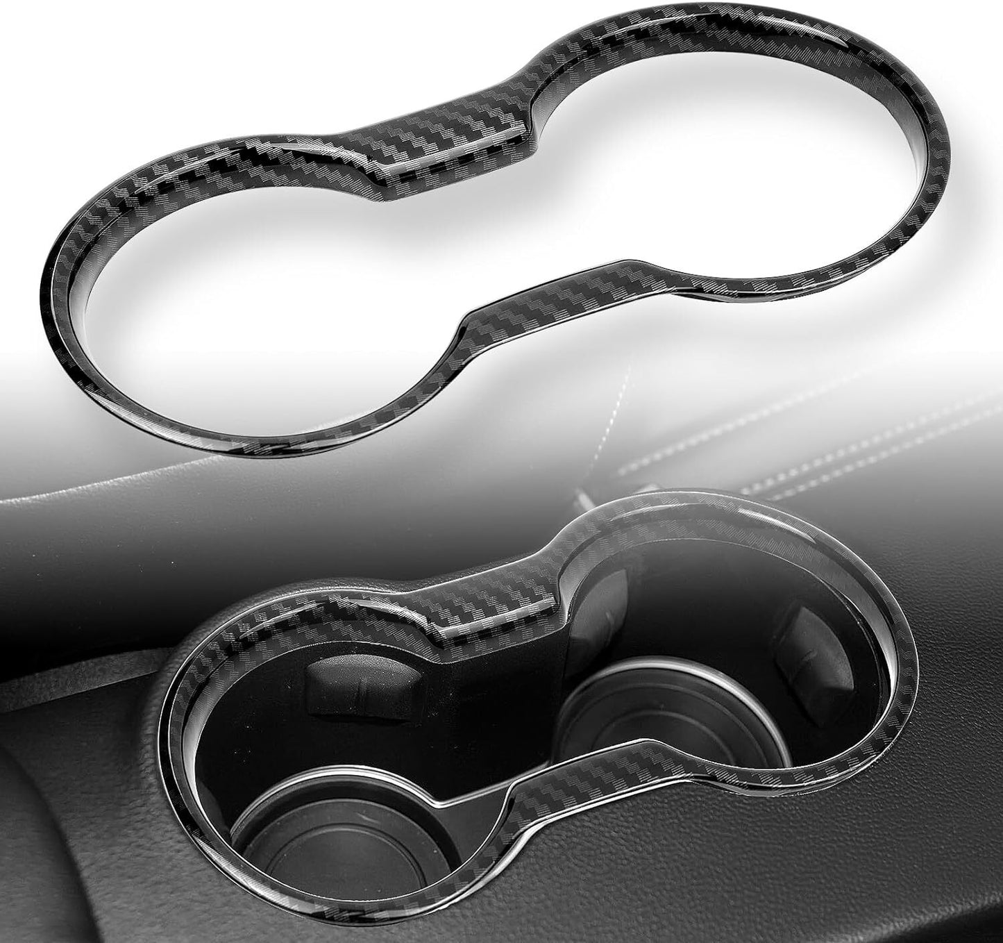 1-Piece Carbon Fiber Cup Holder Cover Interior Trim for Ford for Mustang 2015-2024