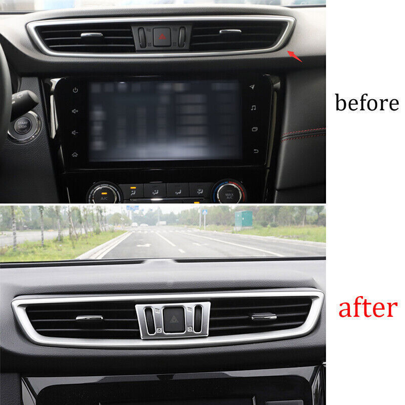 Middle Air Outlet Vent Cover Trim for Nissan Rogue Sport 2017-21 Matte Silver