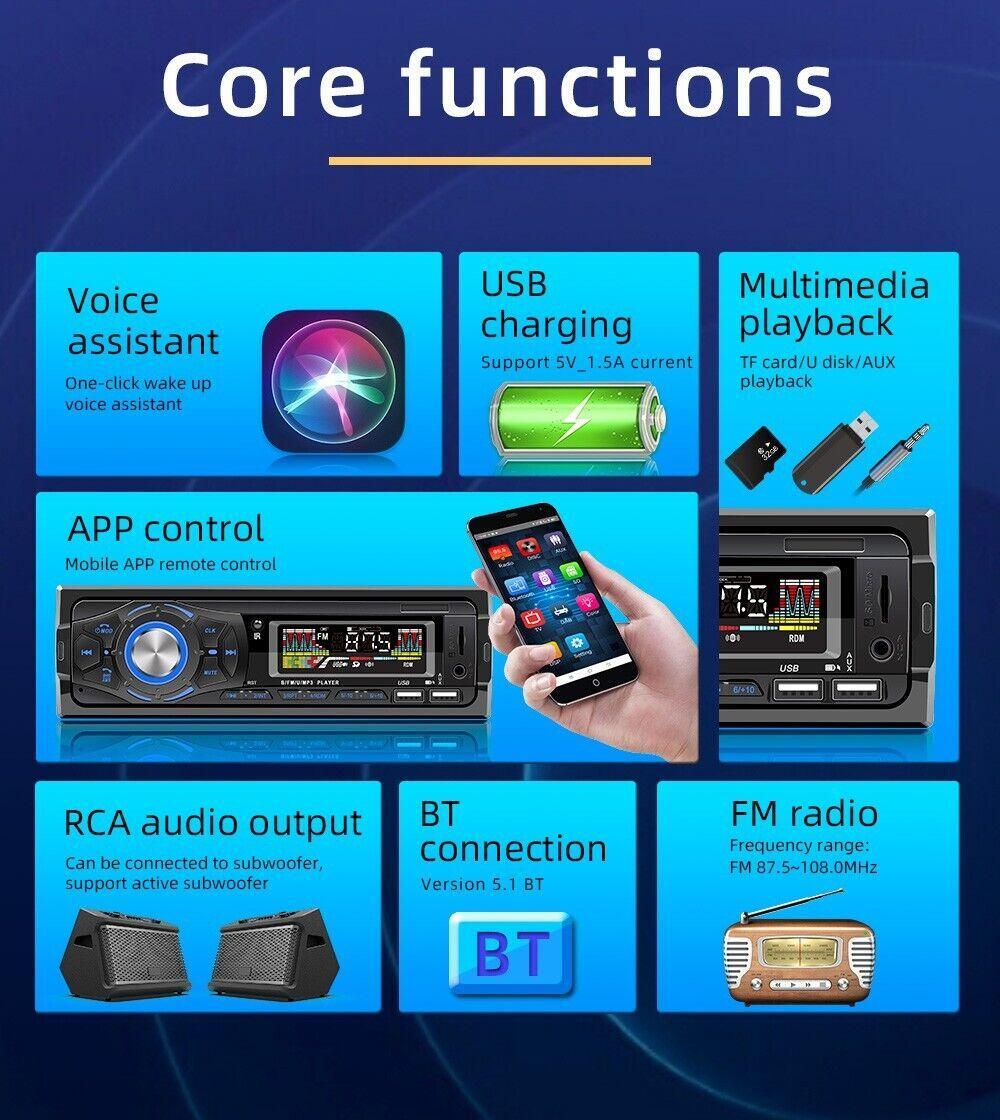 Single DIN Car Radio MP3 Player Stereo Audio Player Main Unit USB/FM/TF/AUX n