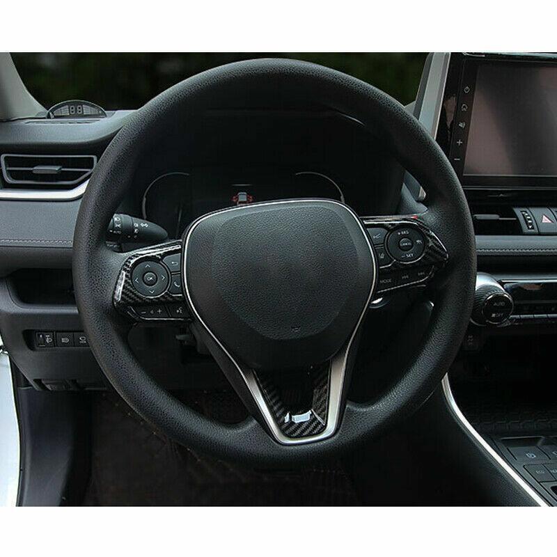 for Toyota Rav4 19-2024 Carbon Fiber Look Steering Wheel Button Frame Cover Trim