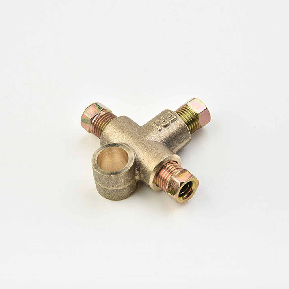 3 Way Brake T Piece Tee With 3 Male Nuts Short Union Metric M10 3/16 Pipe 10mm