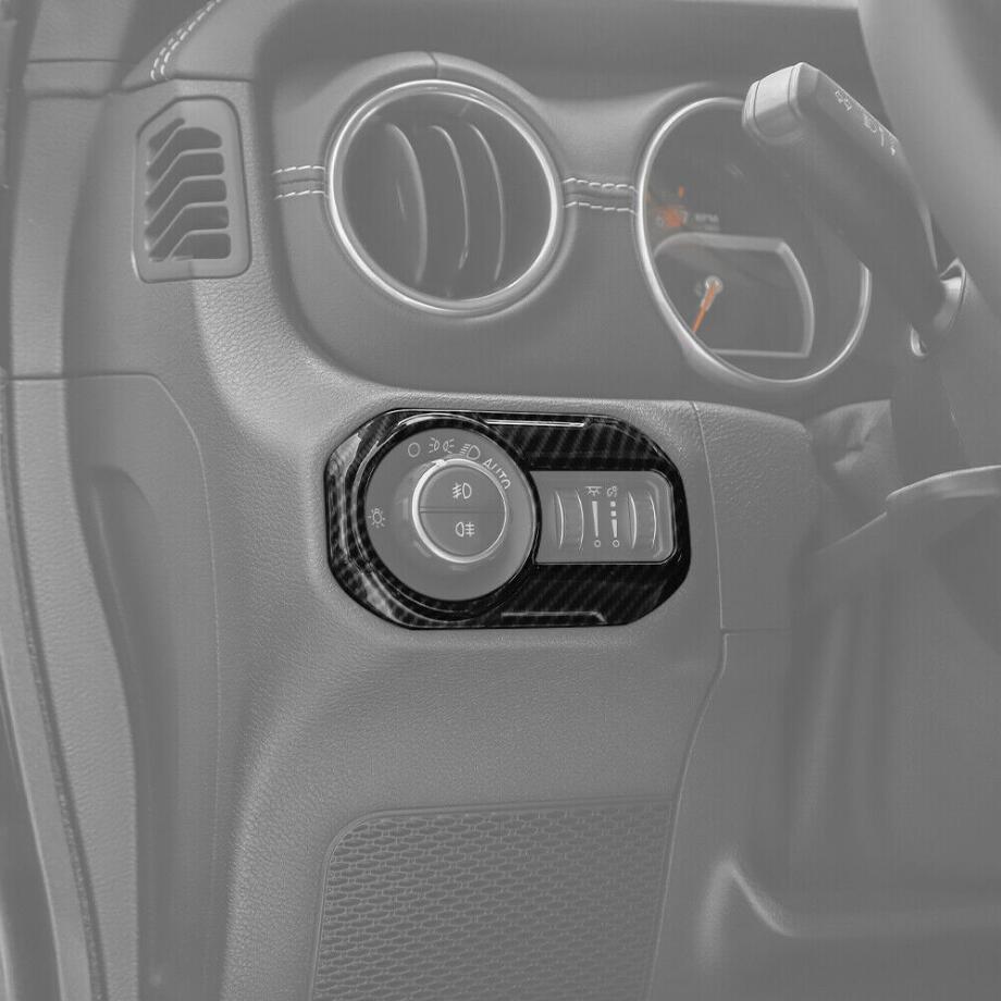 Carbon Fiber Headlight Switch Button Decor Cover Trim For 18-23 for Jeep for Wrangler JL