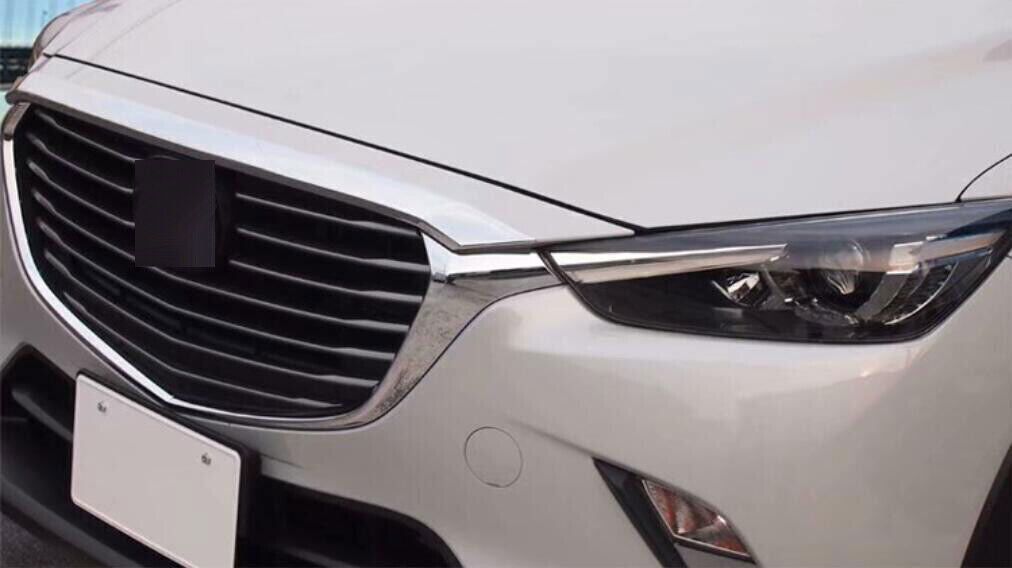 1P for Mazda CX-3 CX3 2016-21 Chrome Front Hood Lid Grill Mesh Upper Cover Trim