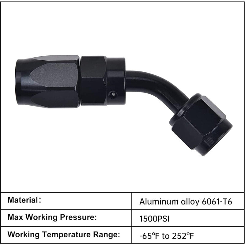 1Pc 45¡ã 45Degree Swivel Hose Line End Fitting Adapter AN6 6AN Fuel Oil Black