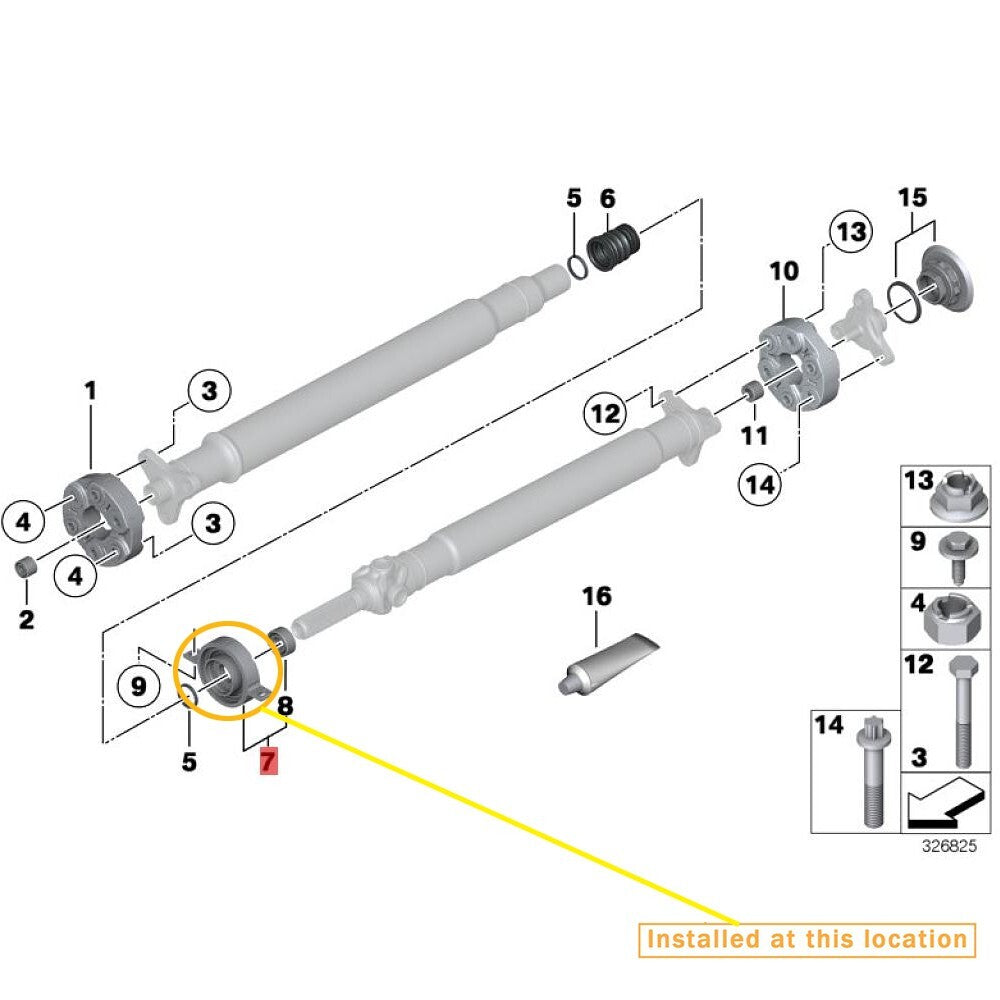 Equipment Manufacturer for Rolls-Royce for Ghost Center Bearing Hinge Shaft: 26127577054