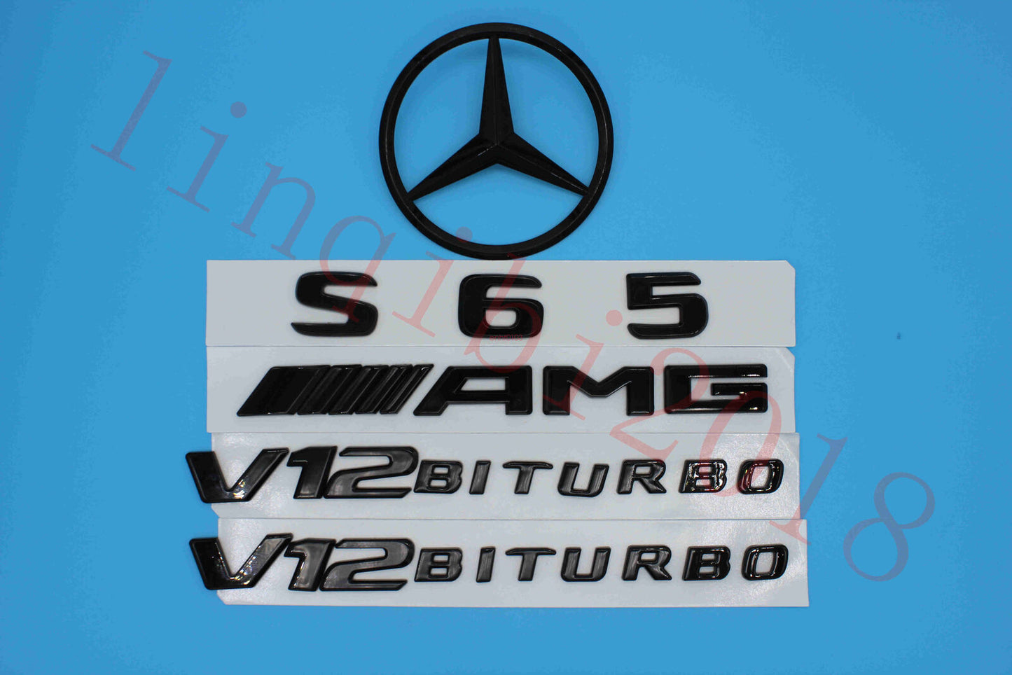 Gloss Black Trunk Logo Sticker Decal Emblem Badge Package for W221 S Class S65