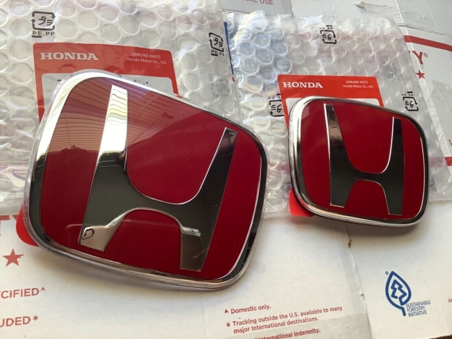 2-Piece Front and Rear Grills with Red H Badge for 2016-21 for Civic Sedan Coupe 4Dr JDM