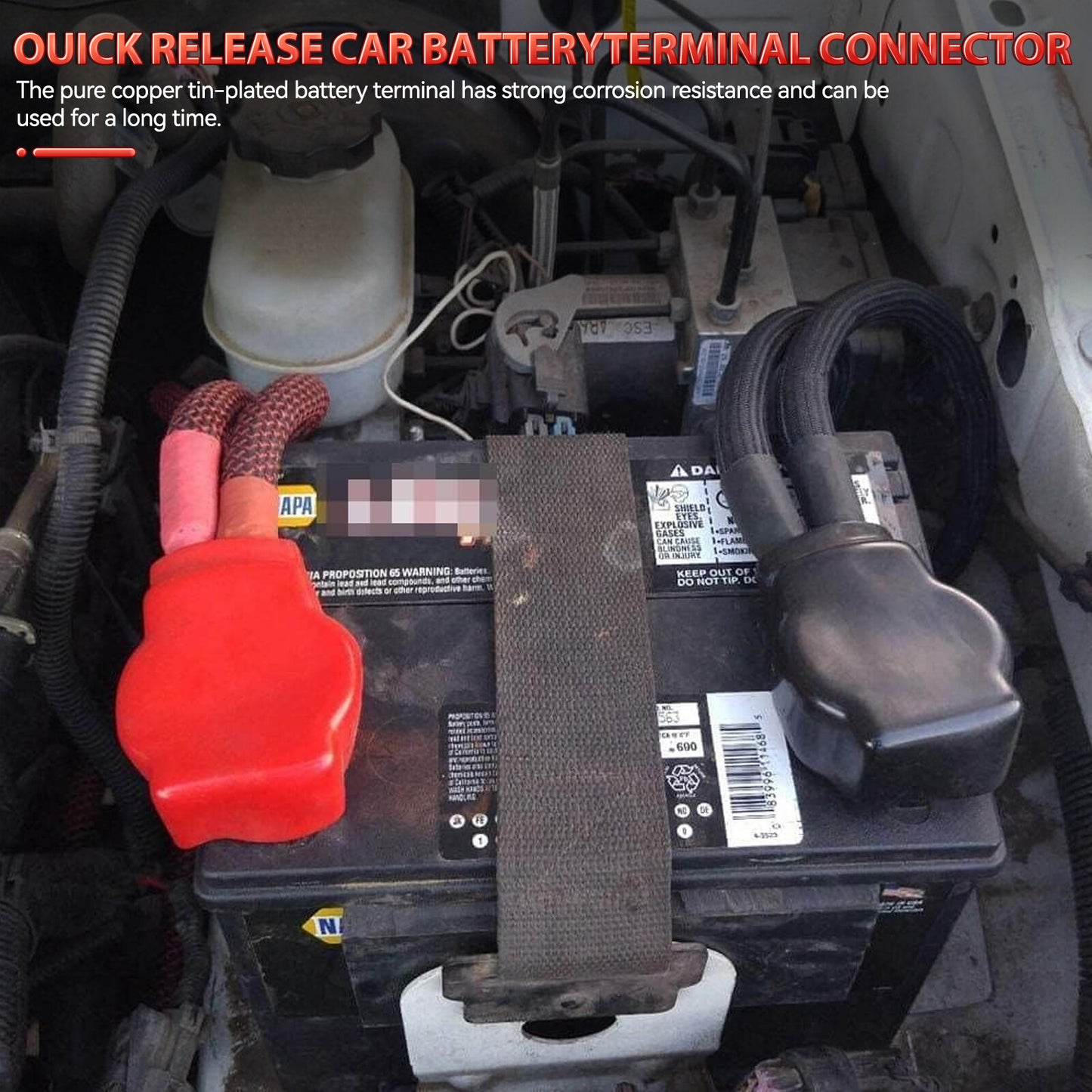 Top Post Battery Terminal Connector Positive Negative w/Cover Brush Car Marine Q