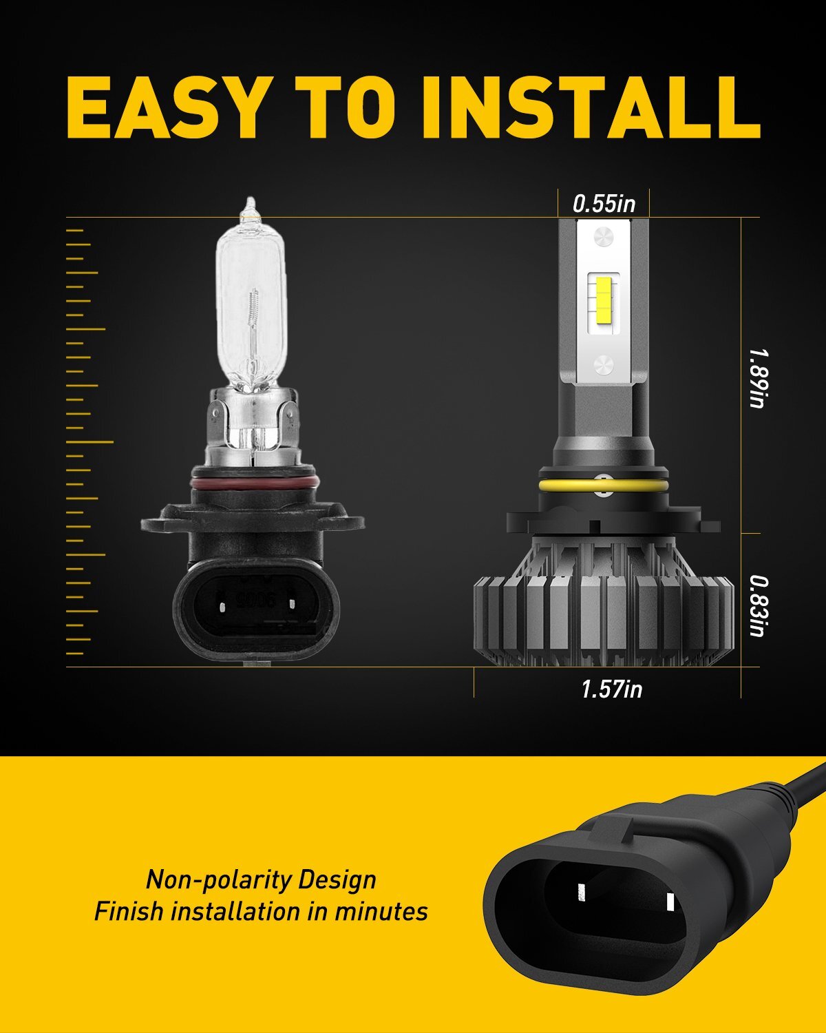 2 Pack 9005 HB3 LED Headlight High Low Beam or Fog Light 120W 20000LM Fanless Kit - v