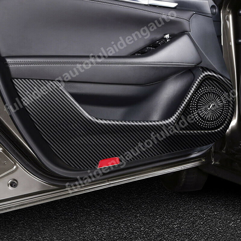 for Mazda 6 Atenza 2019-2021 Carbon Fiber Leather Inner Door Anti-Kick Trims PU