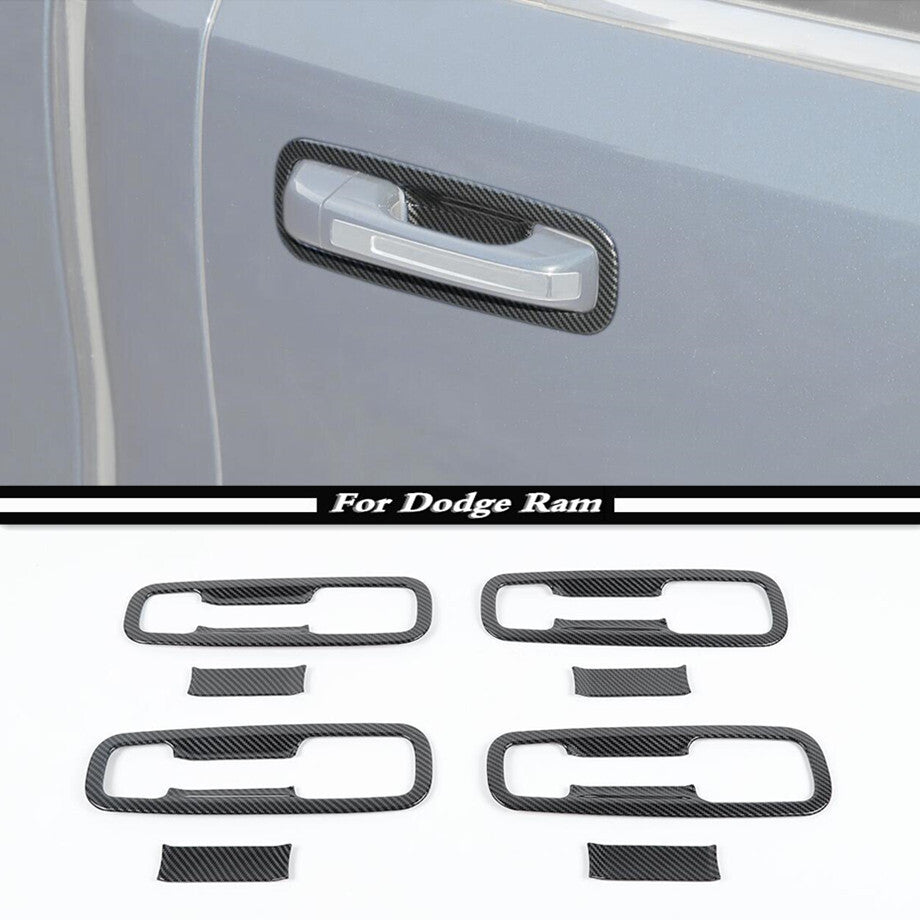 ABS carbon fiber door handle cup cover decorative frame for 2019-2024 for Dodge for RAM 1500