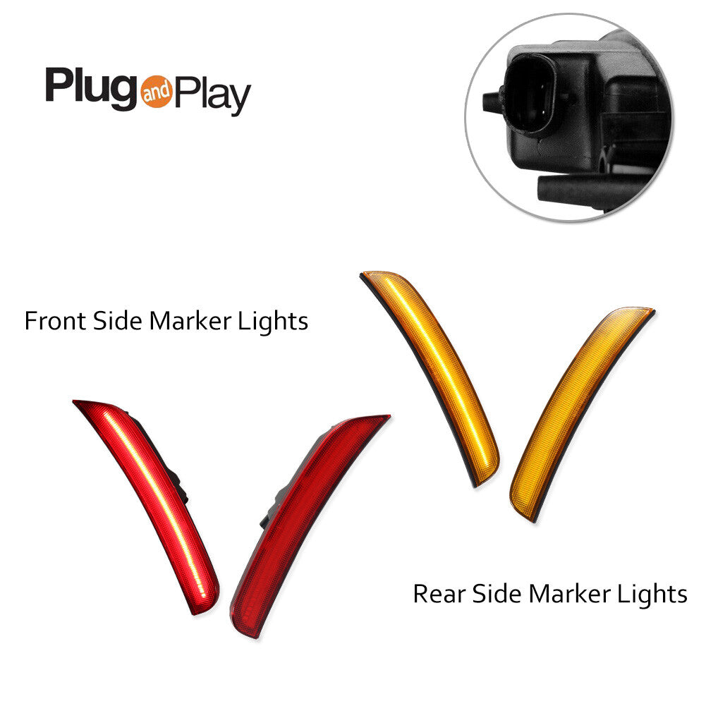 4 Front Amber Rear Red LED Bumper Side Marker Lights for 2015 - 2023 for for CHRysler 300 - v