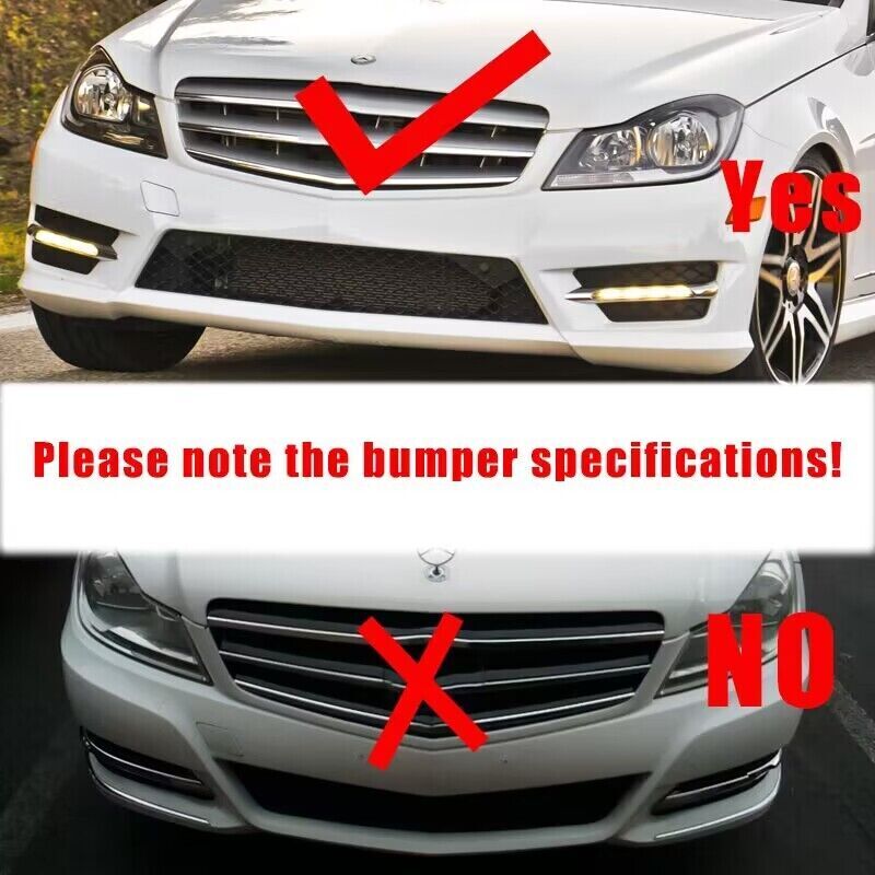 Right Front Bumper LED DRL Fog Lamp For W204 C-Class 2012-2014 v