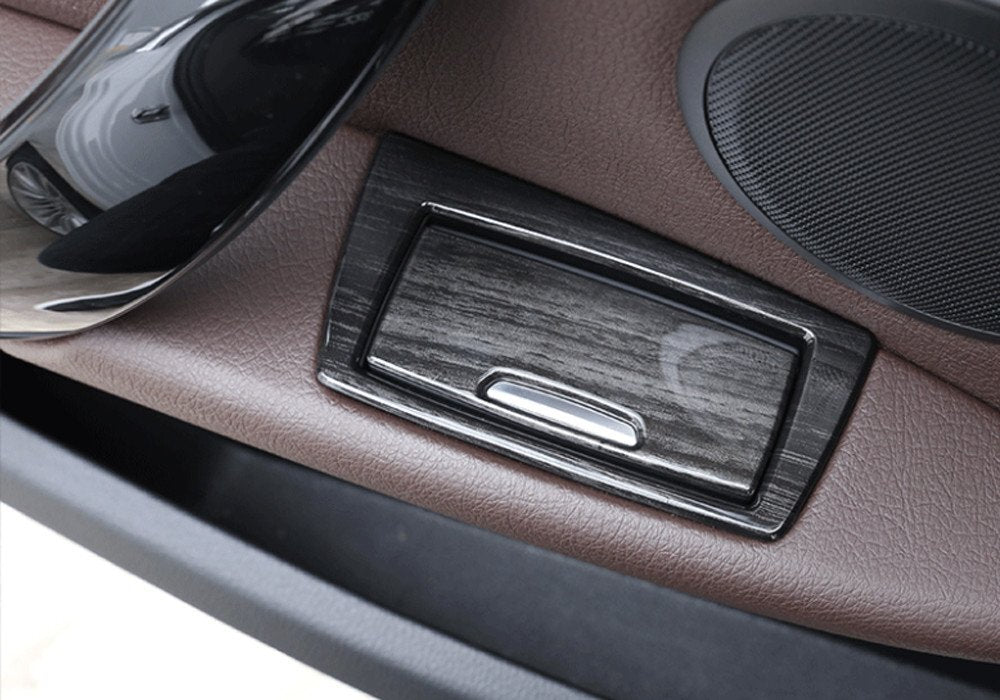 Rear Door Ashtray Panel Decor Trim for BMW X1 F48 2016-2021 ABS Black Wood Grain