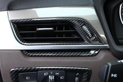 Console LR 4PCS Fit for BMW X2 2018-2021 Air Outlet Vent Trim Carbon Fiber ABS