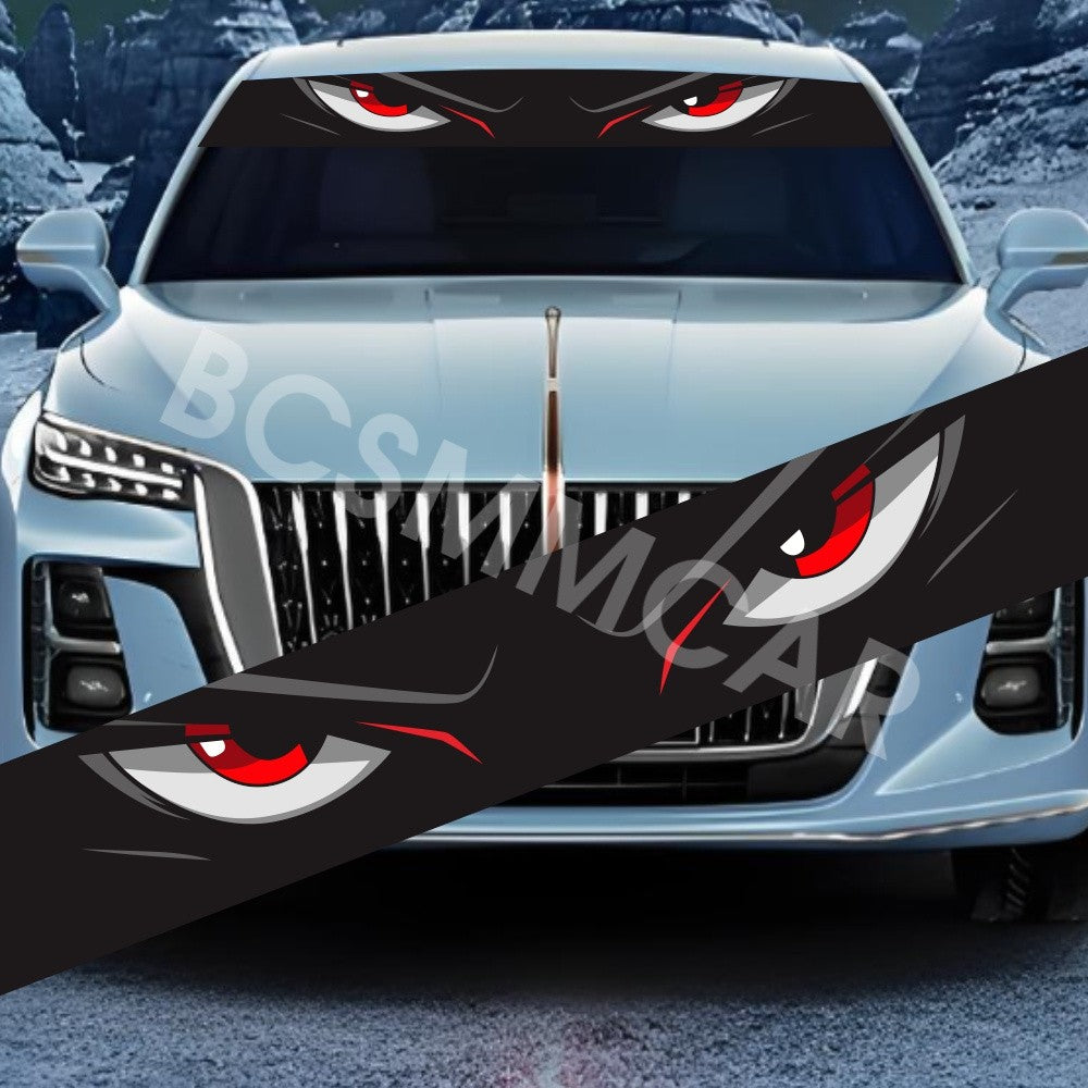 Sun Visor Strip Car Perforated 3D Sunshade Stickers Eyes Decal Decoration Trim