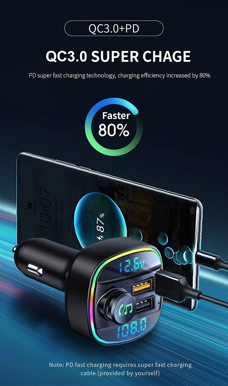 Car Bluetooth FM Transmitter Wireless MP3 Audio USB Charger Adapter Handsfree
