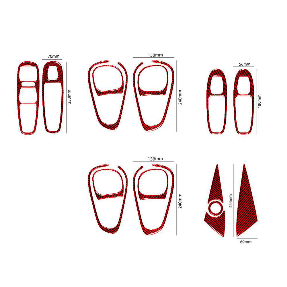 For Highlander 2008-2013 Radio Frame Trim Cover Carbon Fiber Type A Red v