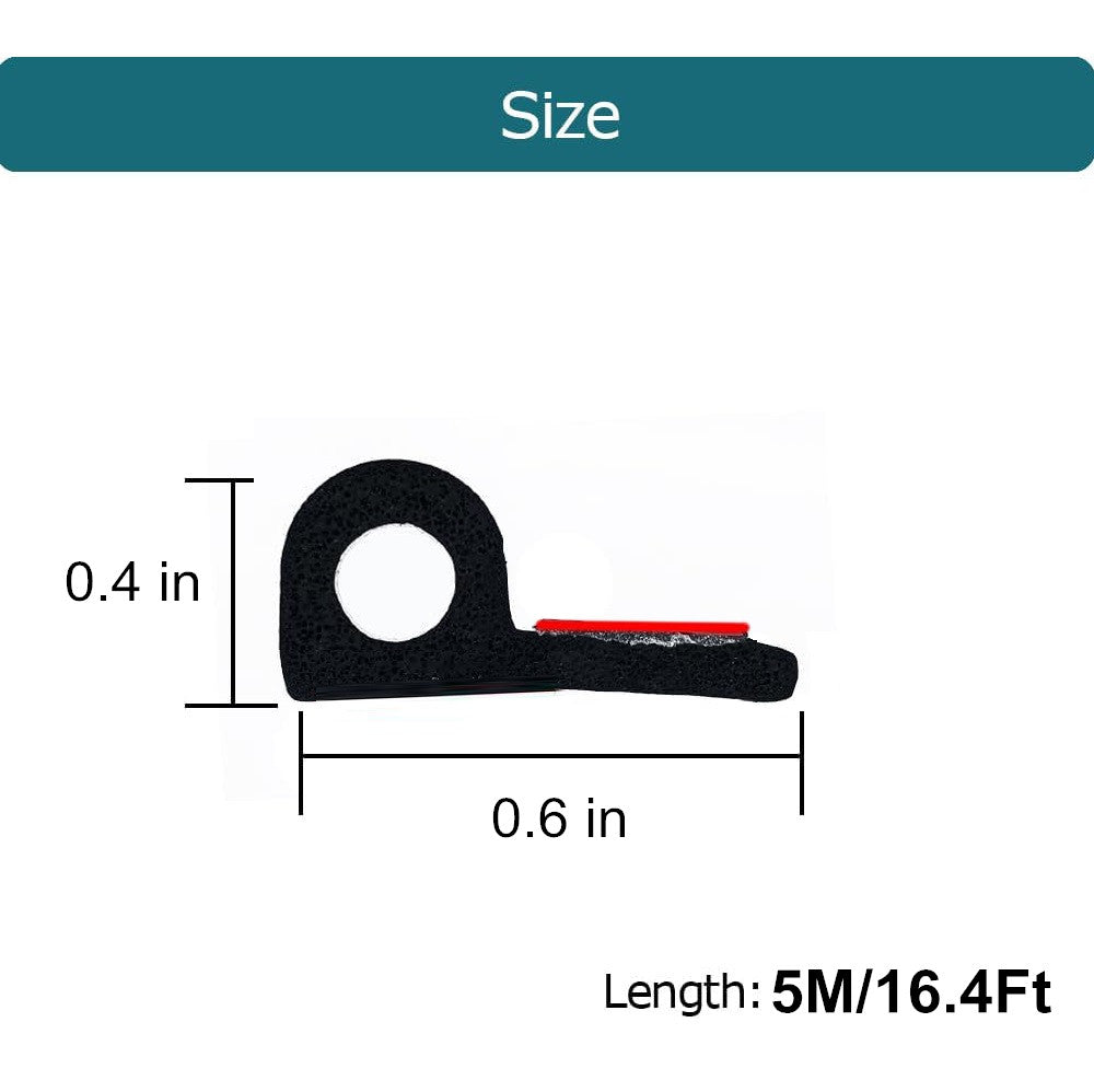 16.4-foot P-shaped rubber weatherstripping for EPDM door covers and trunk lids (5 meters). n