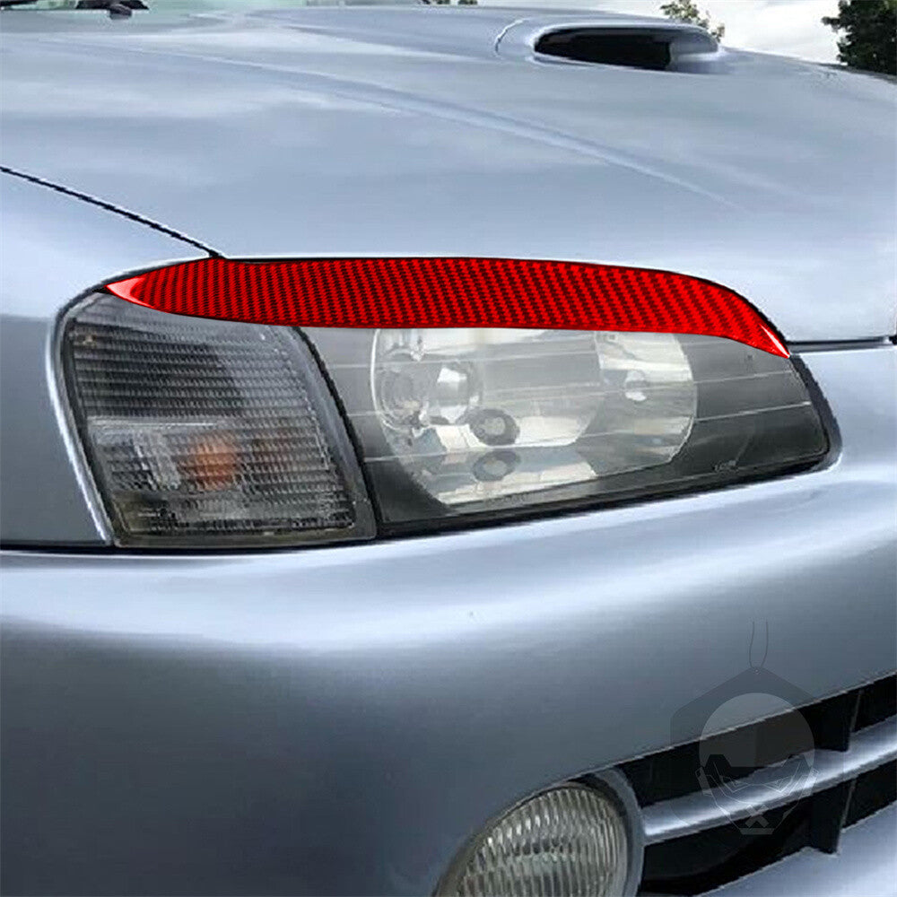 Red Carbon Headlight Eyebrow Eyelid Cover For T@yota Starlet Glanza EP91 1996-99