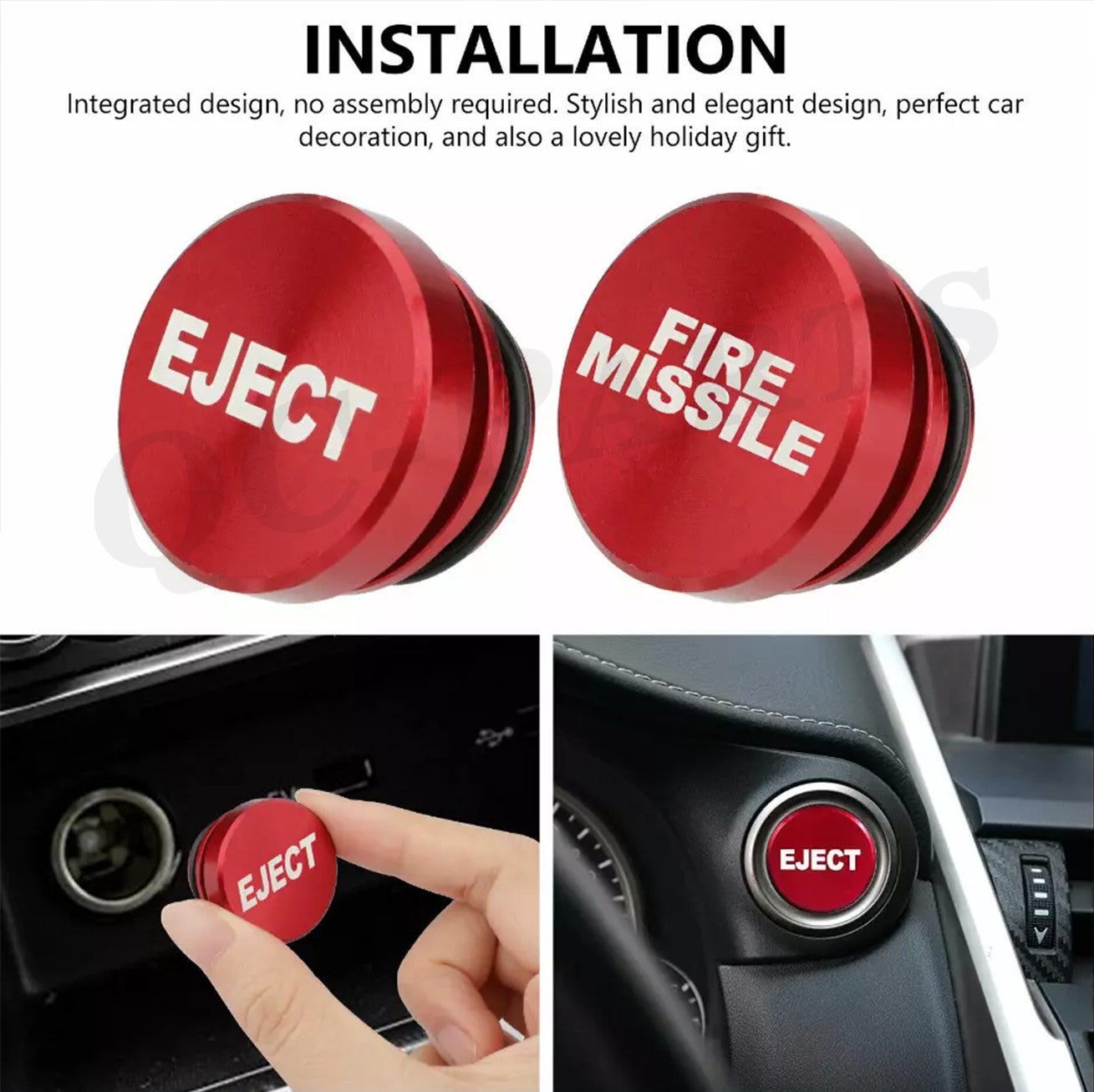 Universal fire-fighting missile eject button car cigarette lighter protective cover accessory 12V
