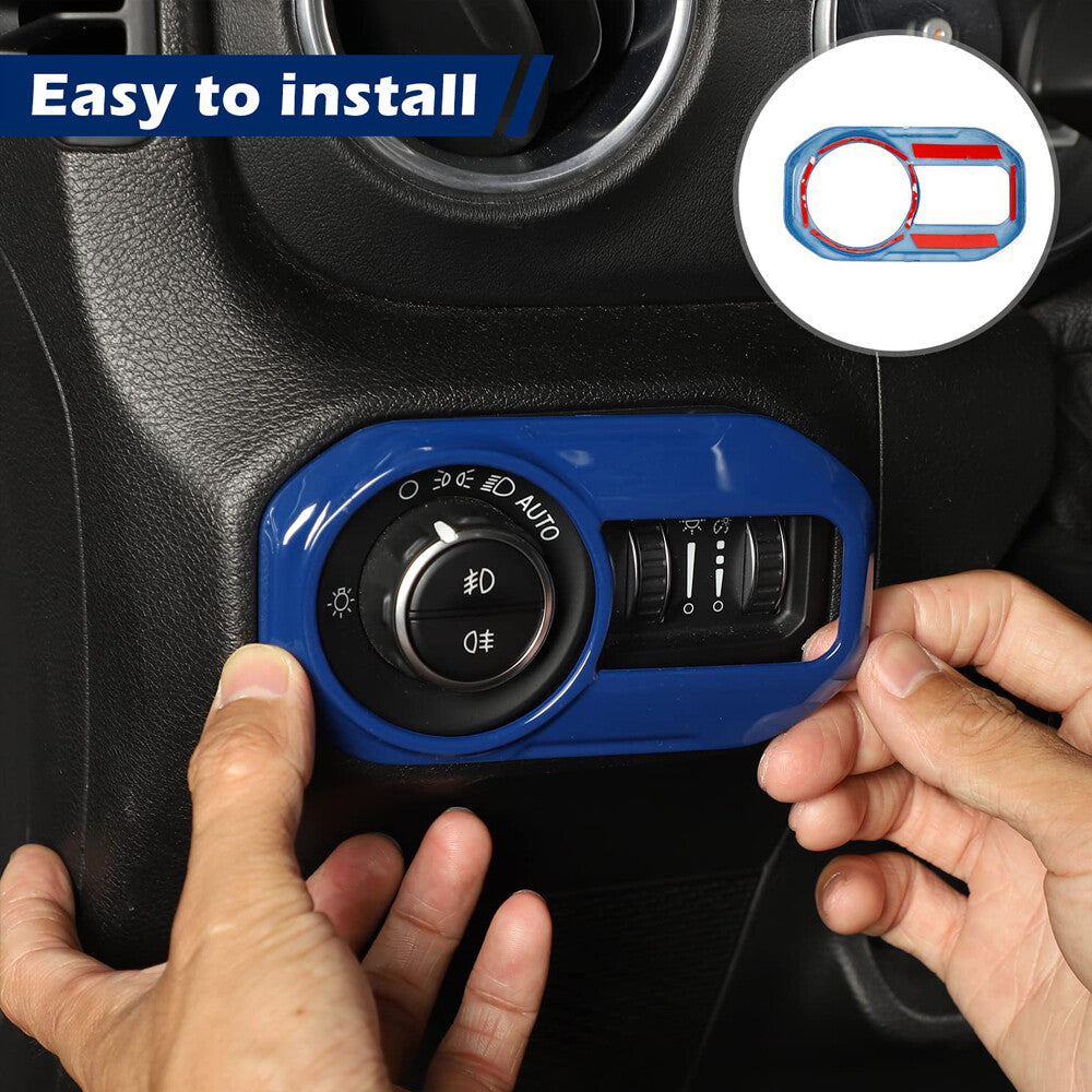 Blue Headlight Switch Button Panel Decor Cover Trim For 18-23 for Jeep for Wrangler JL