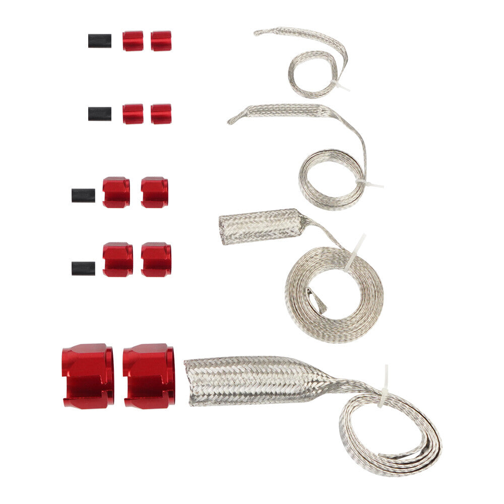 Red Universal Radiator Hose Sleeve Aluminum Braided Hose Cover Kit